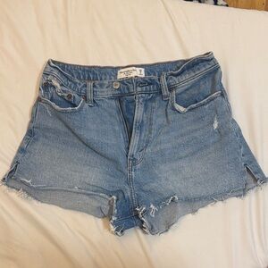Abercrombie & Fitch Blue Frayed Jean Shorts